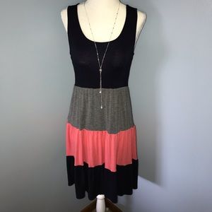 Pink Rose Tank Dress Navy Peach & Gray